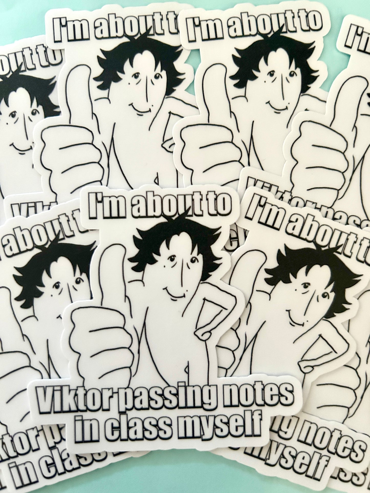 Viktor passing notes in class sticker